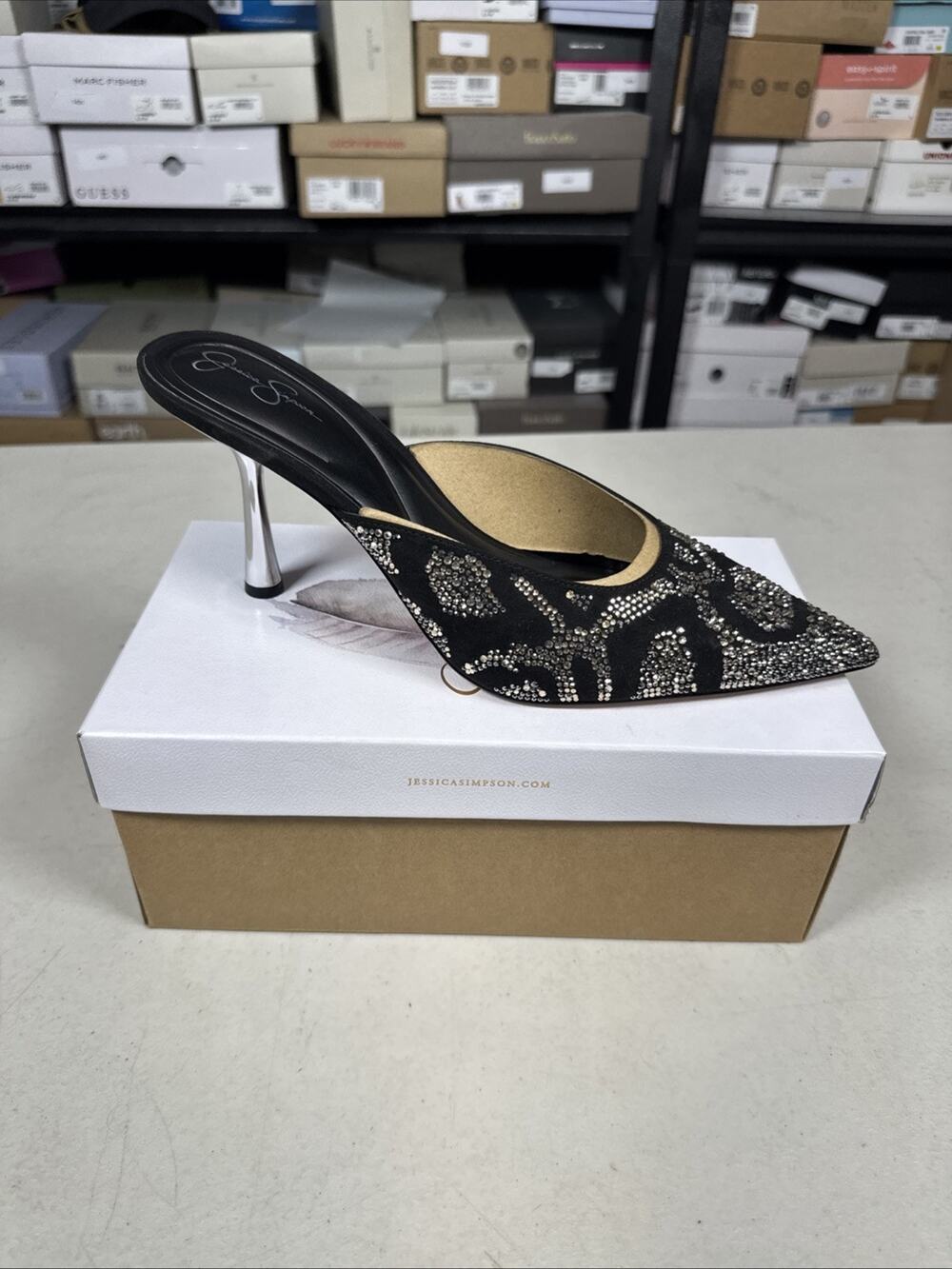 Women's 11 Jessica Simpson Sylan Chain Ankle Strap Pump, Black